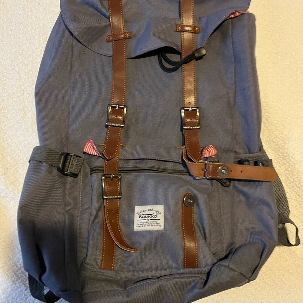 Classic Gray Backpack with Brown Accents